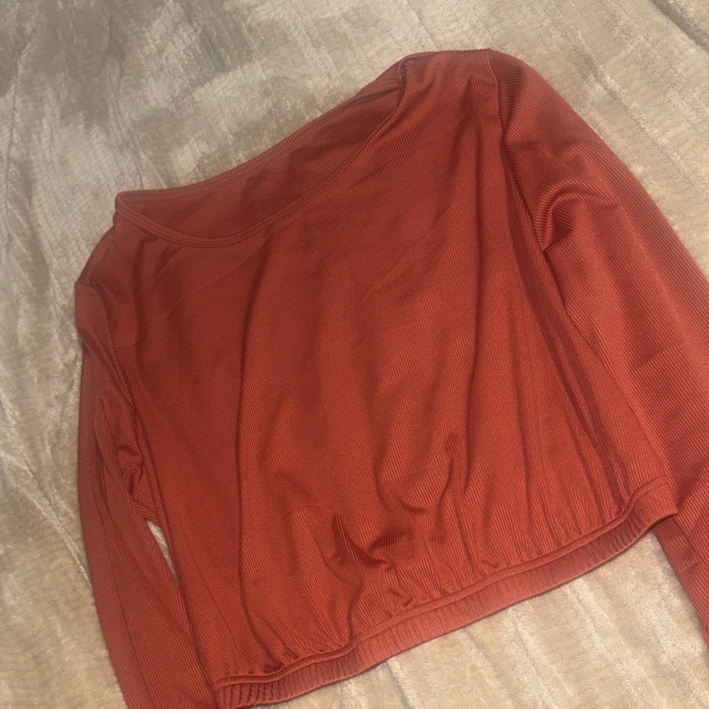 Rust Long Sleeve Crop Top & Pants set